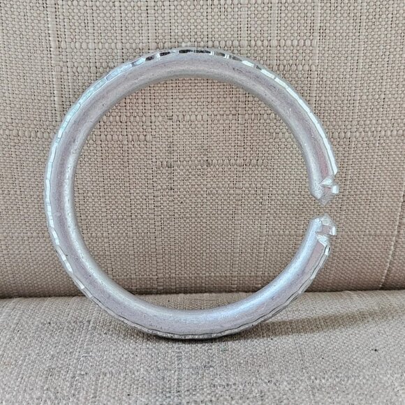 Men Bracelet Silver Tone Fashion Jewelry Thick Metal Cuff Wrist Band Size 7 inch - Picture 6 of 10